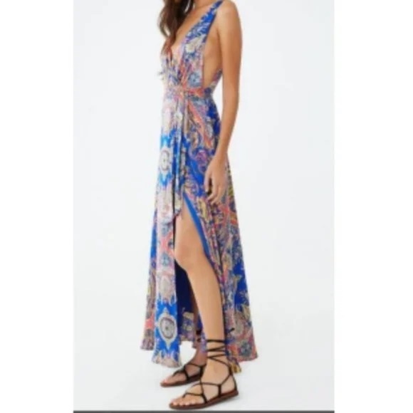 Forever 21 Juniors Blue sleeveless long maxi dress size M - Picture 14 of 14